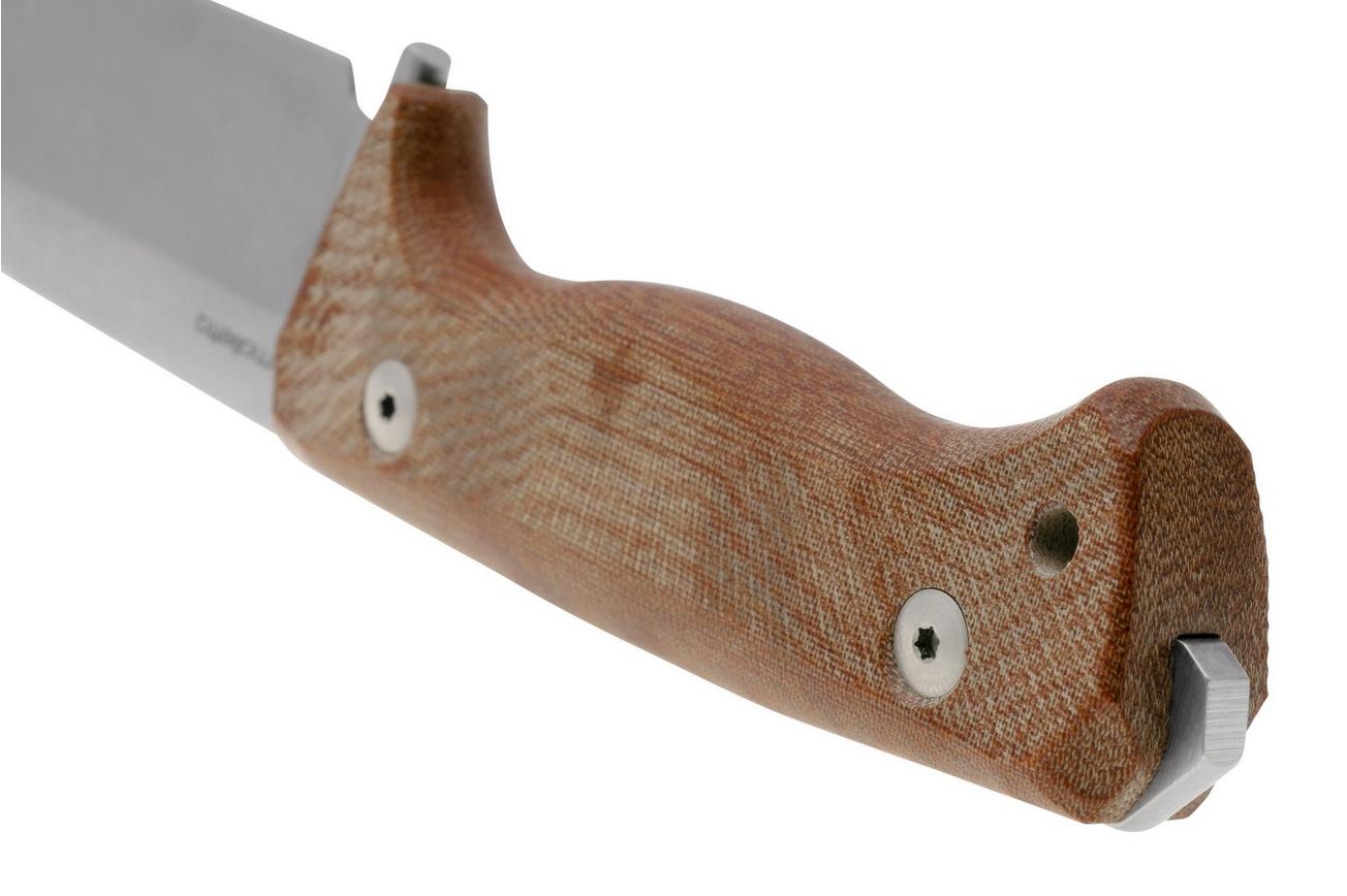 LionSteel T6 Stonewashed, Natural Canvas Micarta T6-CVN vaststaand mes