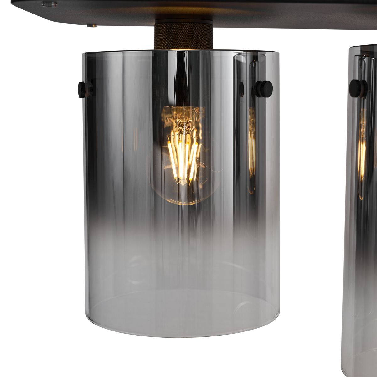 Moderne hanglamp zwart met smoke glas 5-lichts - Hybrid