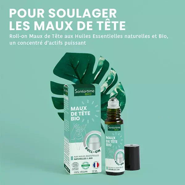 Óleos Essenciais Orgânicos Roll-on Santarome para Alívio da Dor de Cabeça, 10 ml