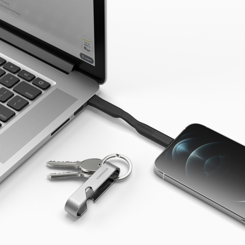 High Six (3A) 6in1 Schlüsselanhänger Micro / USB C / Lightning Ladekabel   Flaschenöffner (HSI00002) - Black