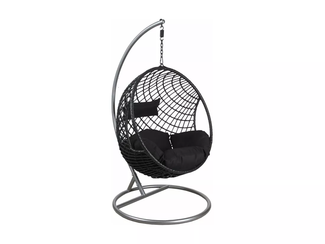 Fauteuil oeuf suspendu en polyrésine et acier