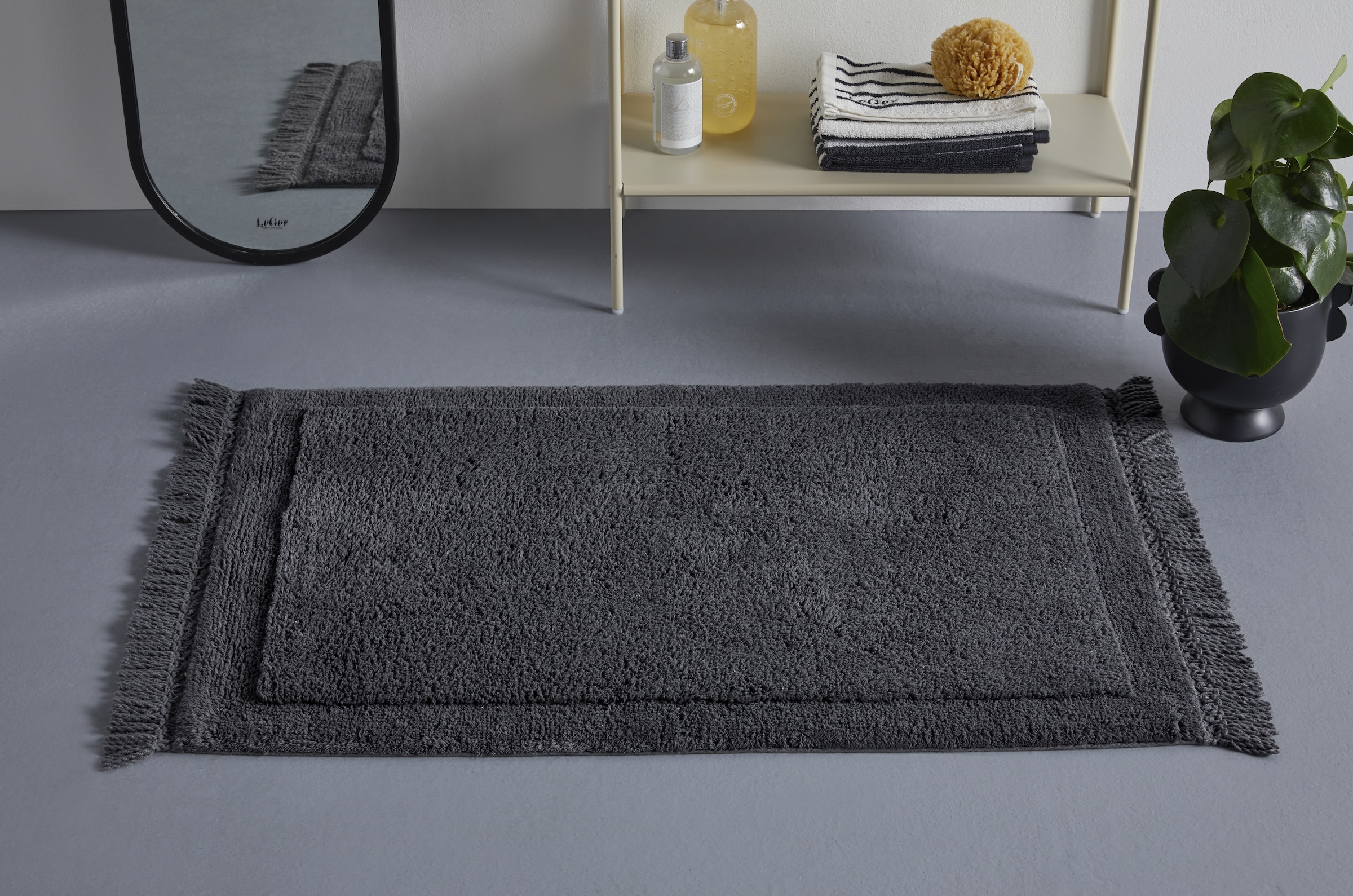 LeGer Home by Lena Gercke Badematte »Tamsin, Badvorleger, Badezimmer Teppich« Höhe 20 mm fussbodenheizungsgeeignet | strapazierfähig mit Fransen, Badteppich, Badematte, Baumwolle