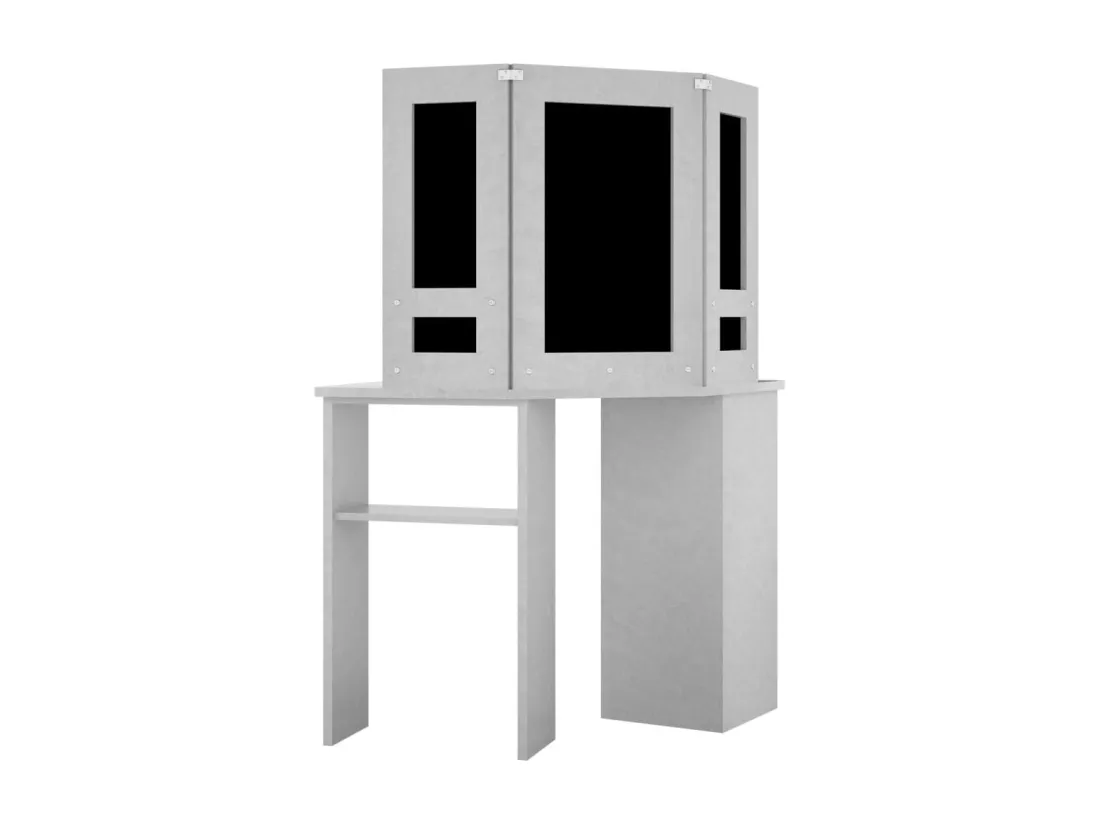 Coiffeuse d'angle avec LED Gris béton 111x54x141,5 cm