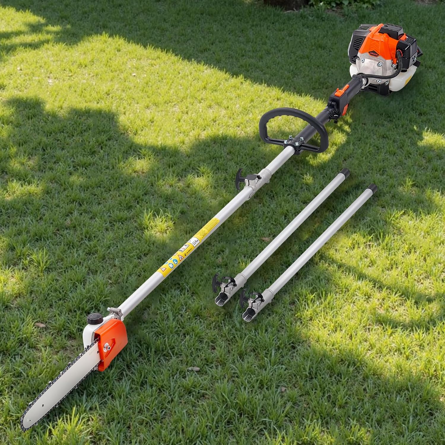 VEVOR Benzin-Hochentaster 25ccm 2-Takt, Motorsäge, Teleskopsäge mit 2,12–3,62 m ausziehbarer Stange, 30,5 cm Schwert, 650 ml Kraftstofftank, für ein kraftvolles Sägen in hohen Baumkronen