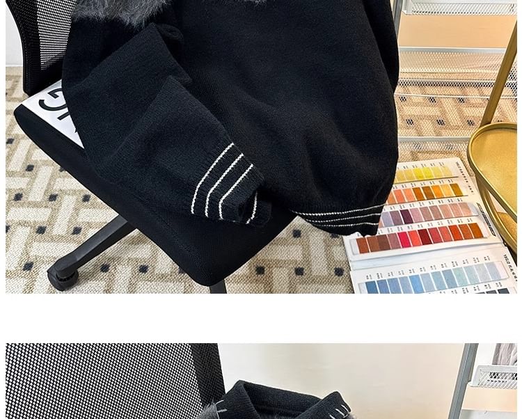 Diphon - Tweekleurige cardigan met kraag