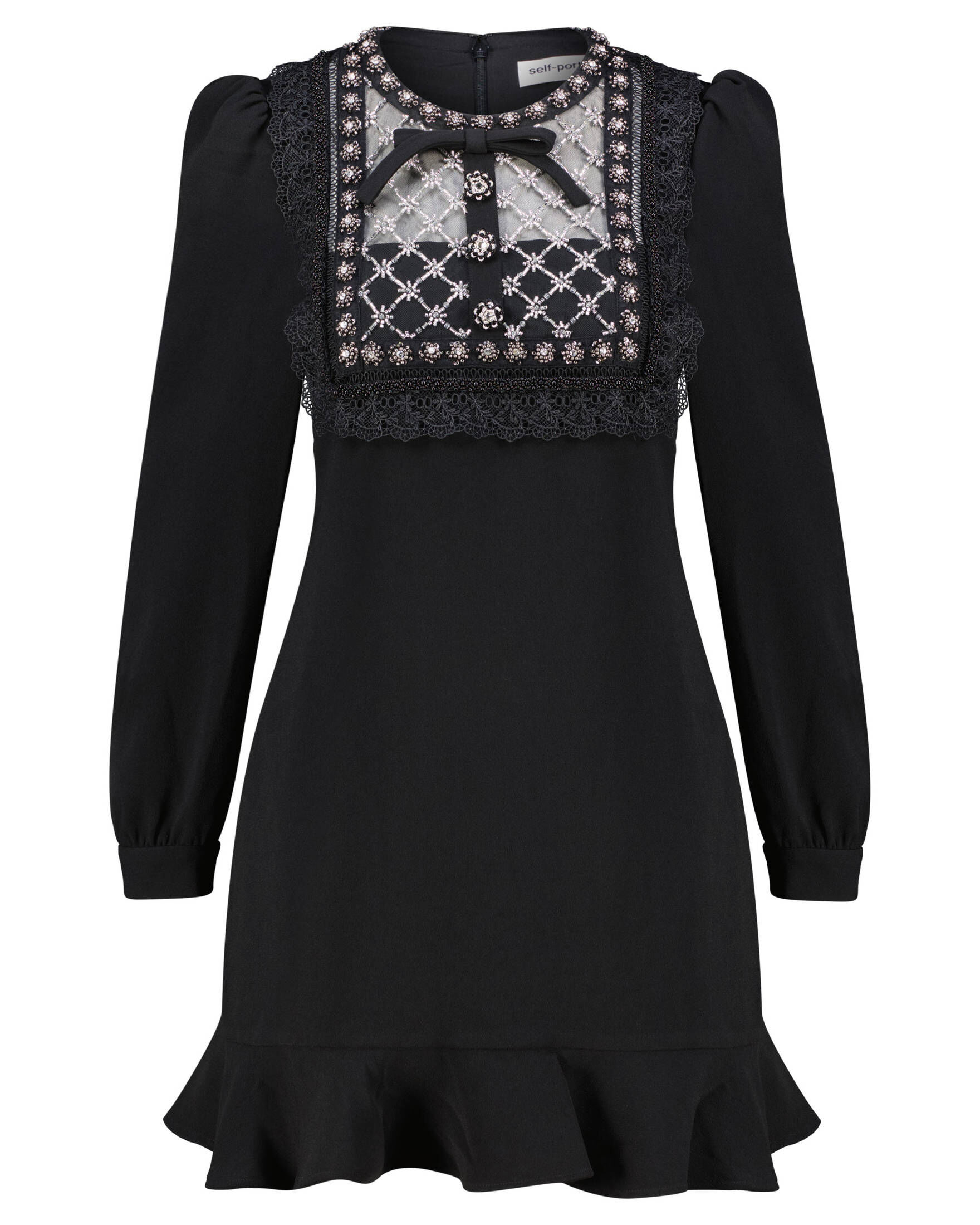self-portrait| Damen Minikleid BLACK CREPE EMBELLISHED TUNIC
