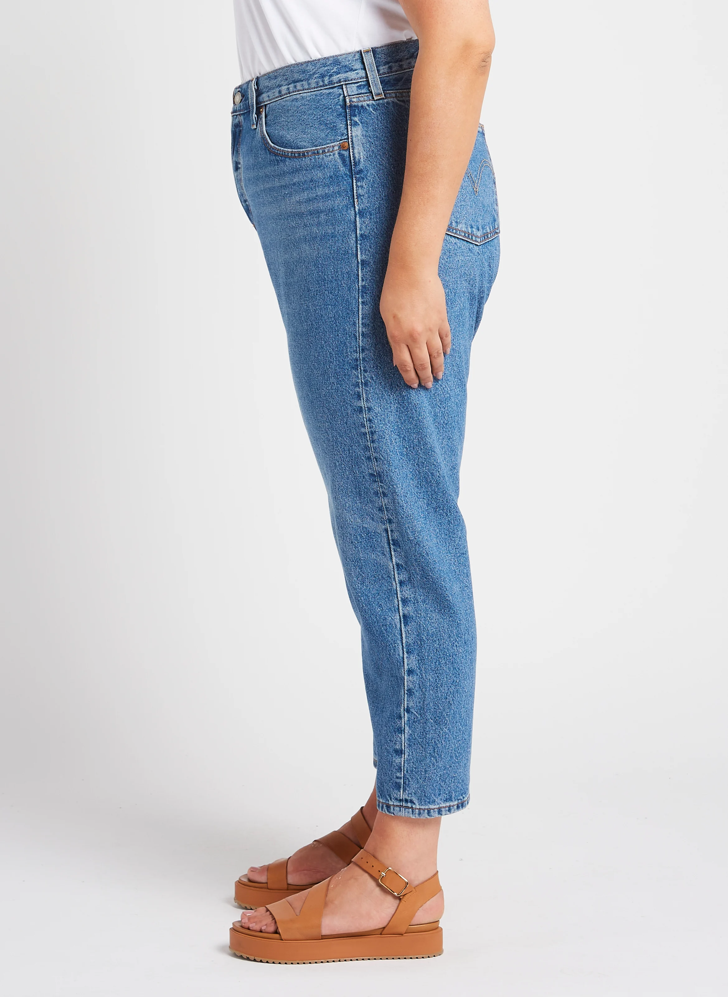 PL 501 CROP - Jean droit taille haute | Bleu