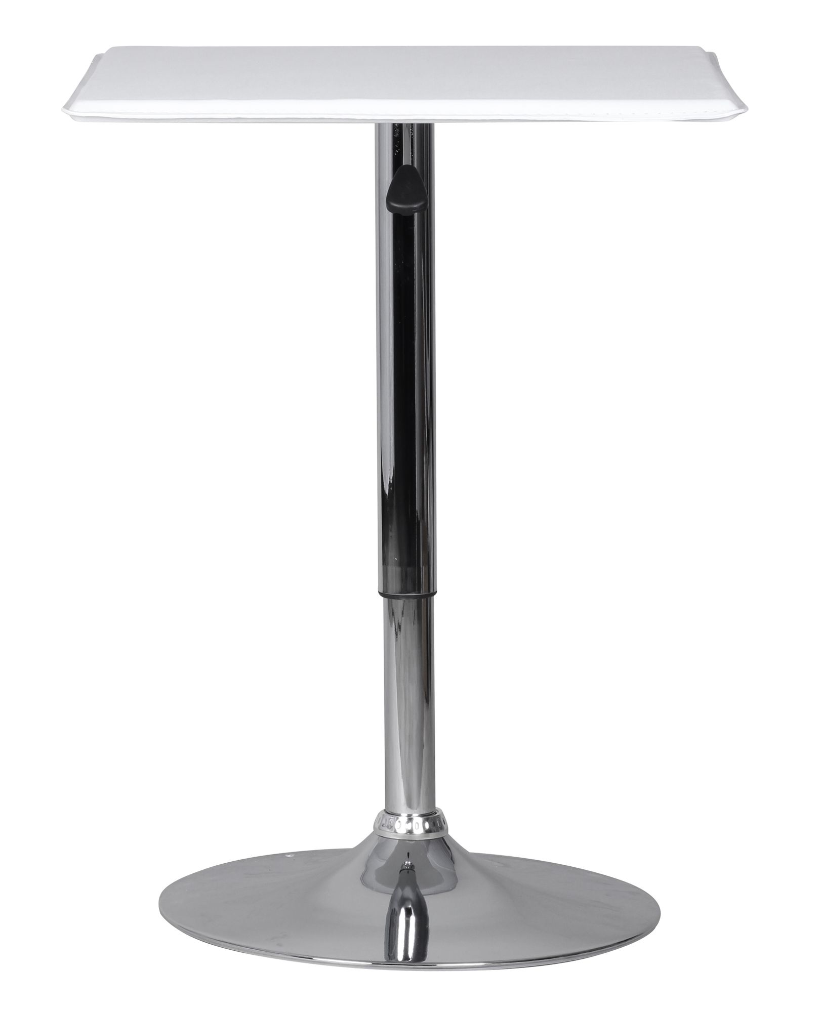 KADIMA DESIGN Stehtisch: Höhenverstellbare Leder-Optik Tischplatte, Chromgestell, 63x63 cm, drehbar, Weiß.