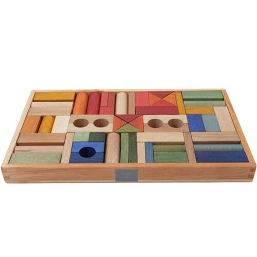 Wooden story stapelblokken - regenboog - 54 st