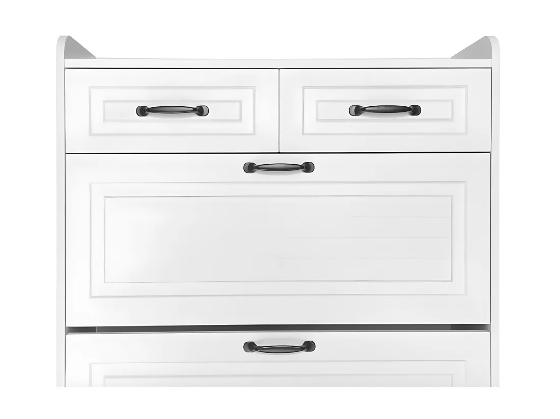 Meuble à chaussures en panneau de particule - 3 portes abattants et 2 tiroirs - Blanc