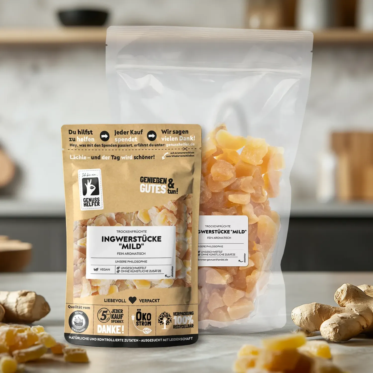 Ingwerstücke mild, 3er Pack
