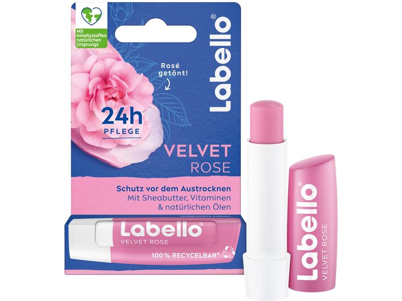 LABELLO Lippenpflege Labello Velvet Rose 4.8 g Lippenpflegestift mit Inhaltsstoffen natürlichen Ursprungs