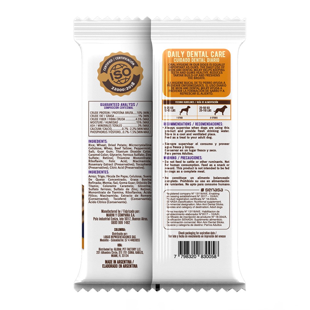 Dental Stick para higiene bucal de cães. Fabricado na Argentina.