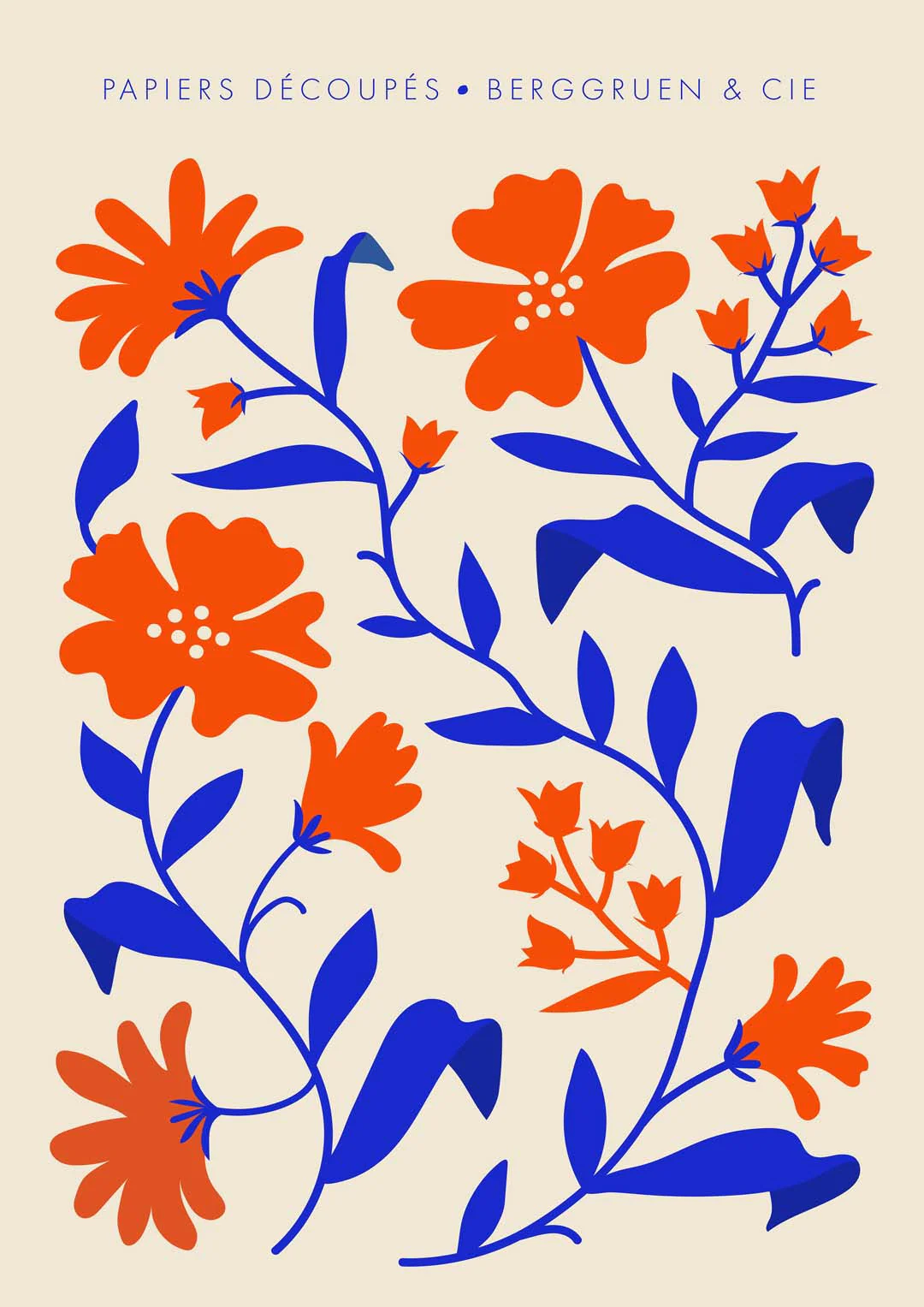 Orange Blue Fleurs Papiers Découpés Kunstausstellung