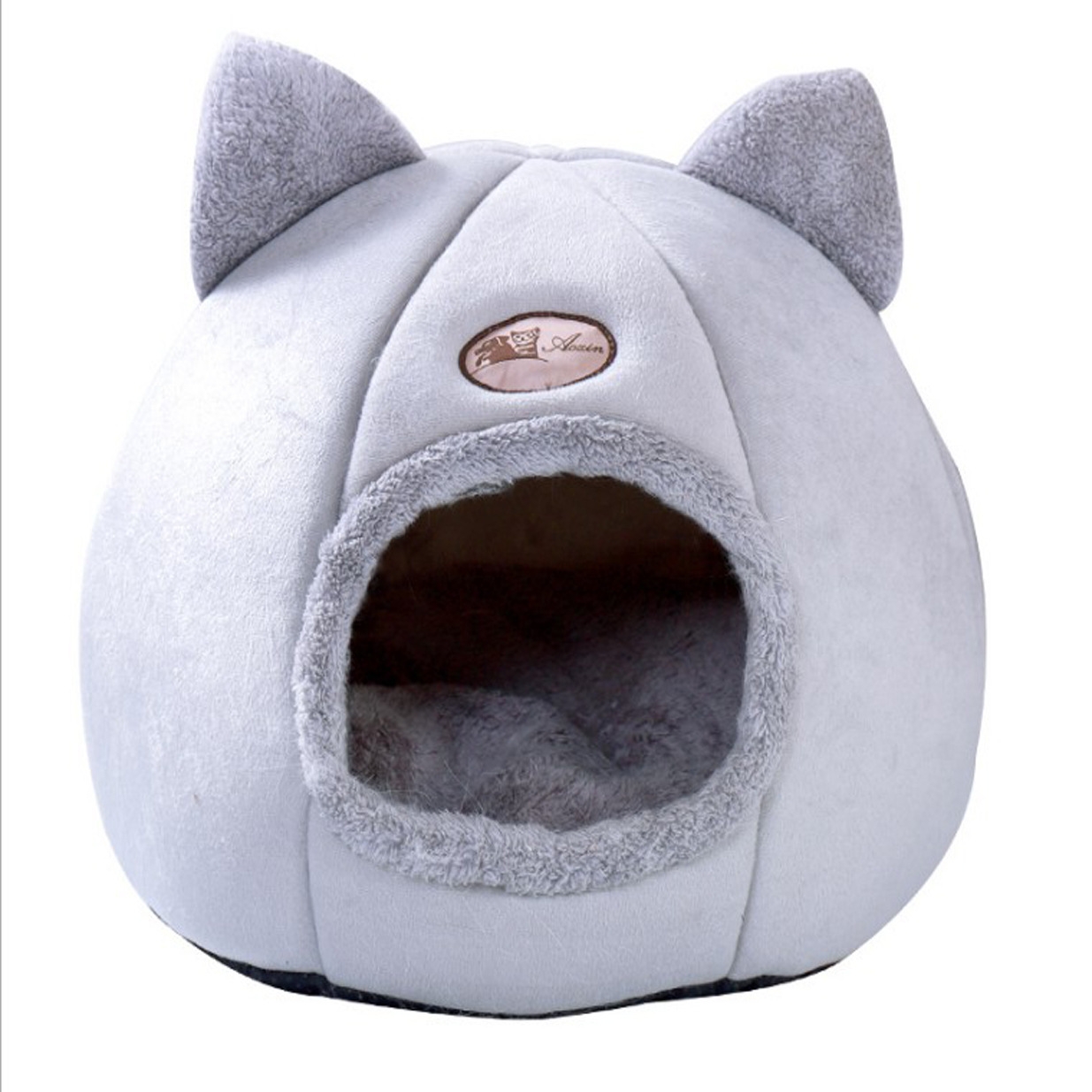 (32x32cm) Fleece Haustier Bett Weiche Kuschel Höhle für Hunde / Katzen - Grau