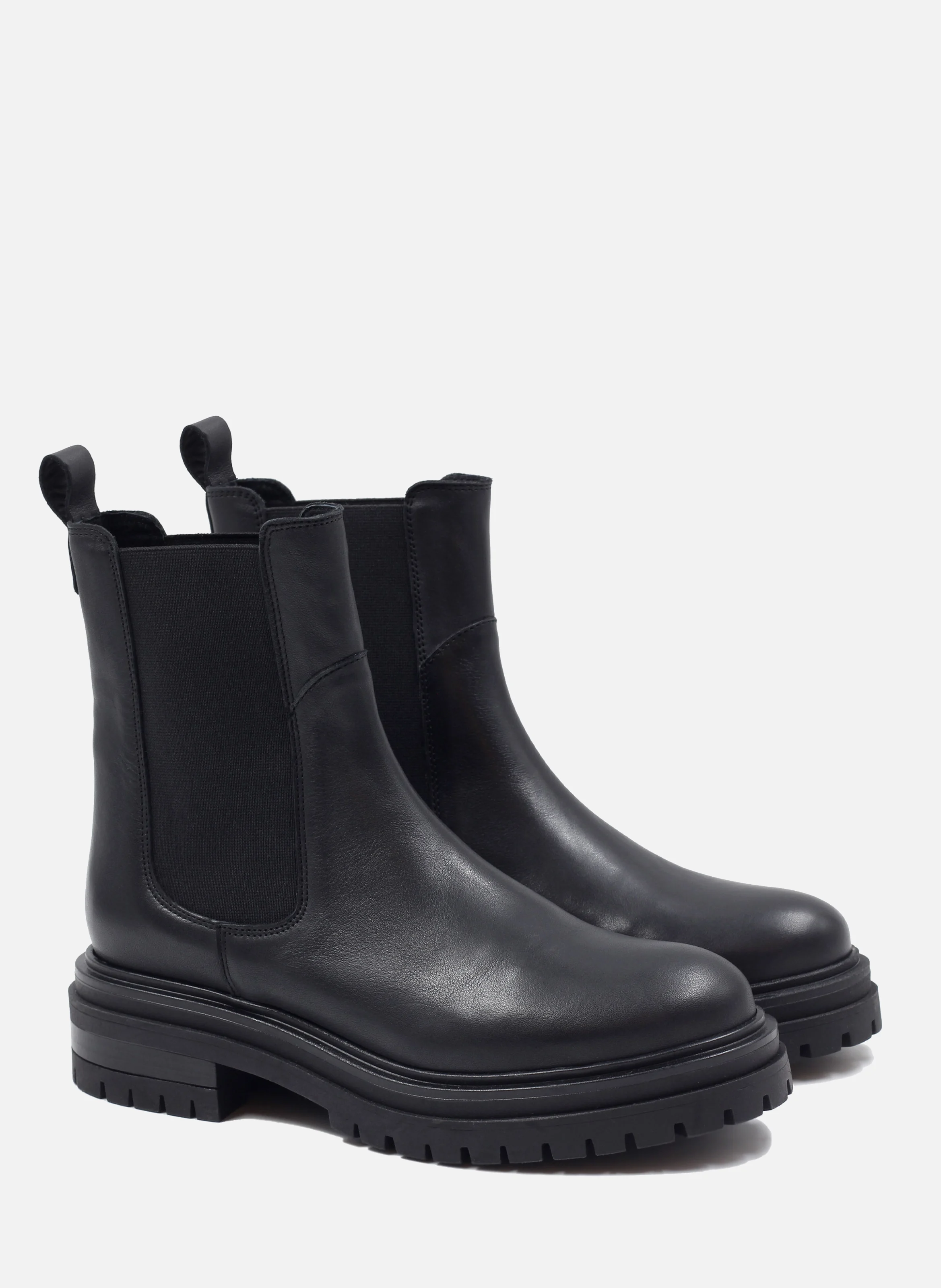 Bottines chelsea crantées cuir lisse | Noir