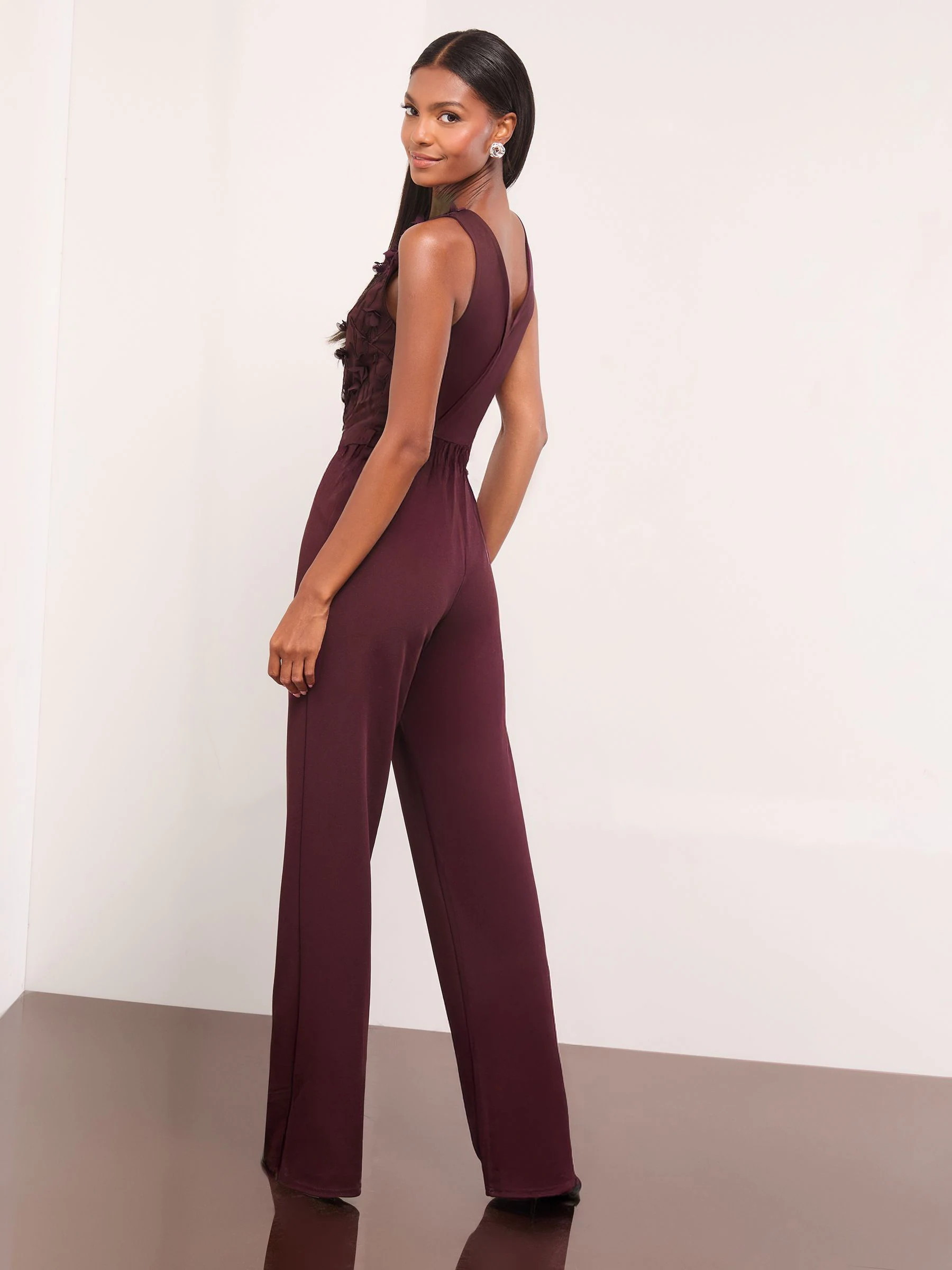 Lipsy Floral 3D Textured Halter Jumpsuit