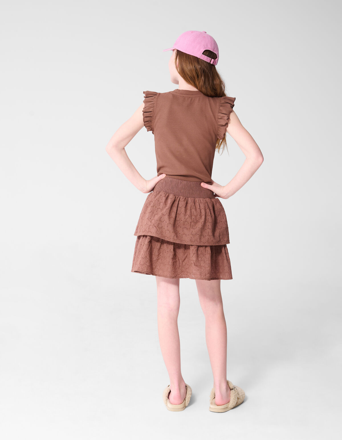 Embroidery Mini Rok Bruin