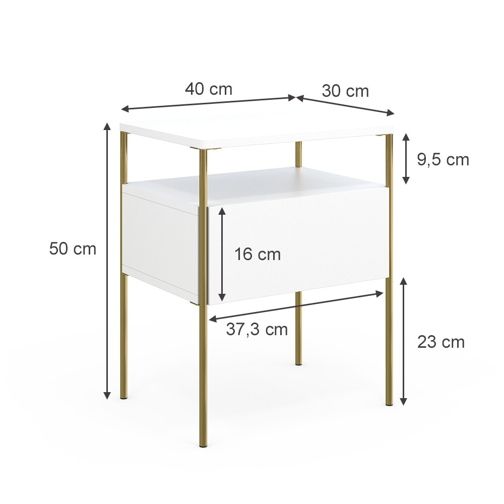 Vicco Nachtschrank Mira Weiß Gold 40 x 50 cm 2er Set Ablage Nachtkommode modern