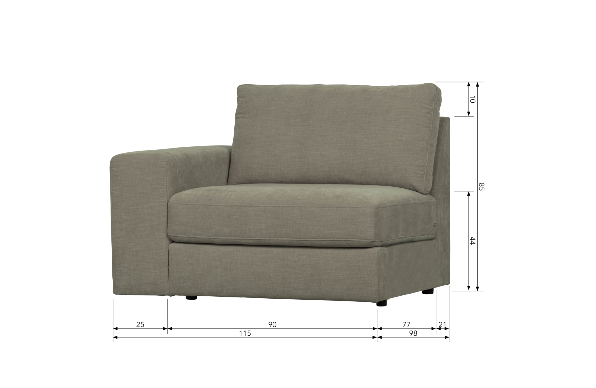 1-Zits element met arm links Family warm grijs Family 1-zits Element Met Arm Links - Warm Grijs