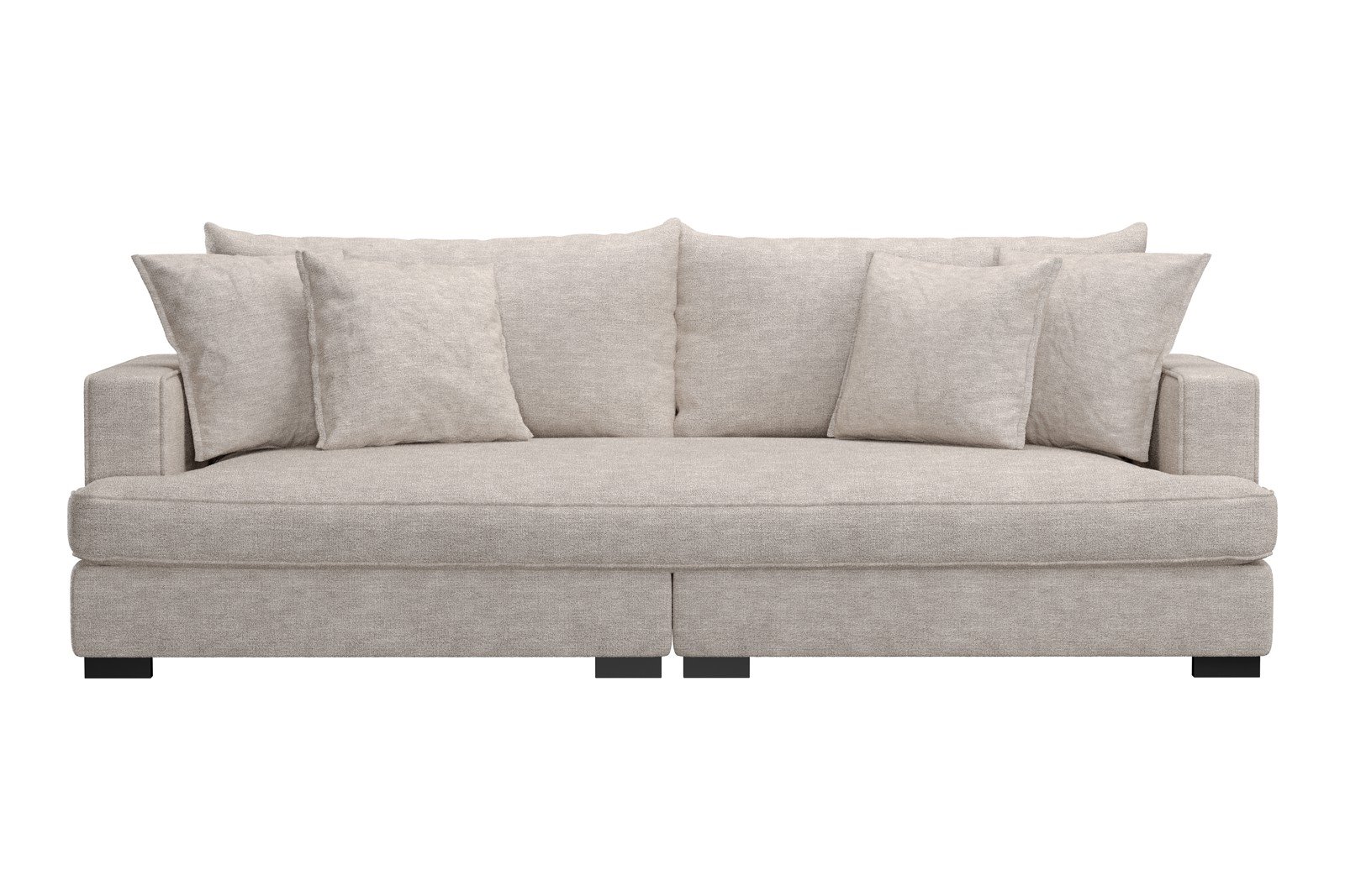 Rossi Lux 3-seter sofa (1 setepute) Tekstil Beatto 1027 Lys Grå, arm A med sorte ben. Lux Komfort.