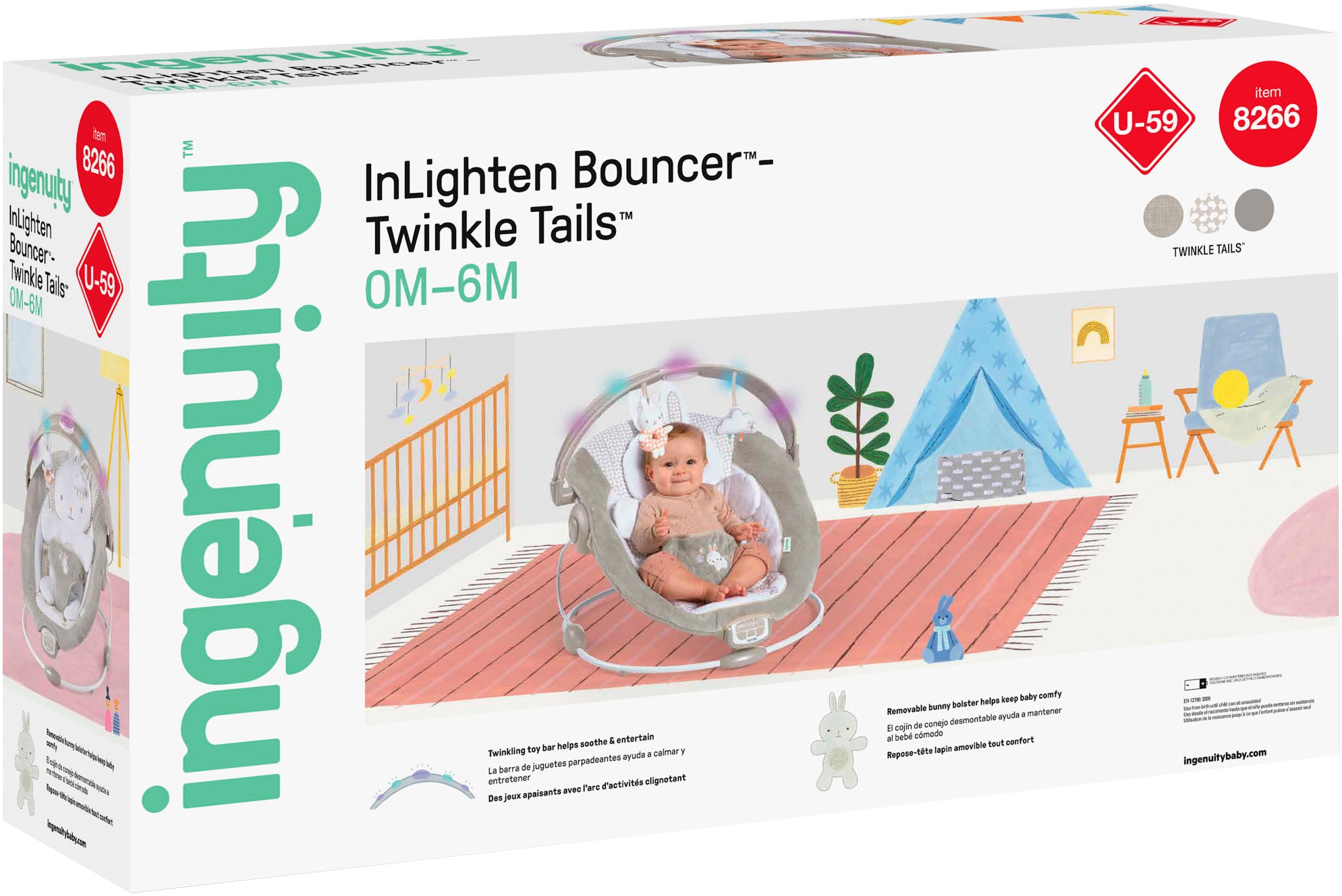 ingenuity Babyschaukel »InLighten Bouncer™ - Twinkle Tails™« bis 9 kg mit Licht und Sound