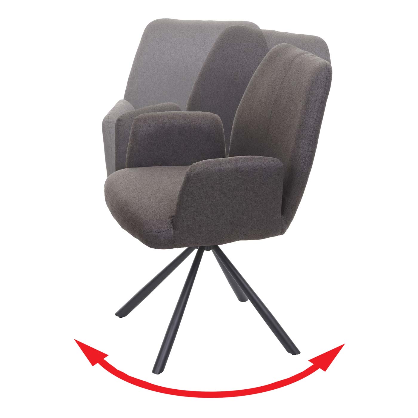 Esszimmerstuhl MCW-H71, Küchenstuhl Lehnstuhl Stuhl, drehbar Auto-Position Stoff/Textil Stahl ~ grau-braun