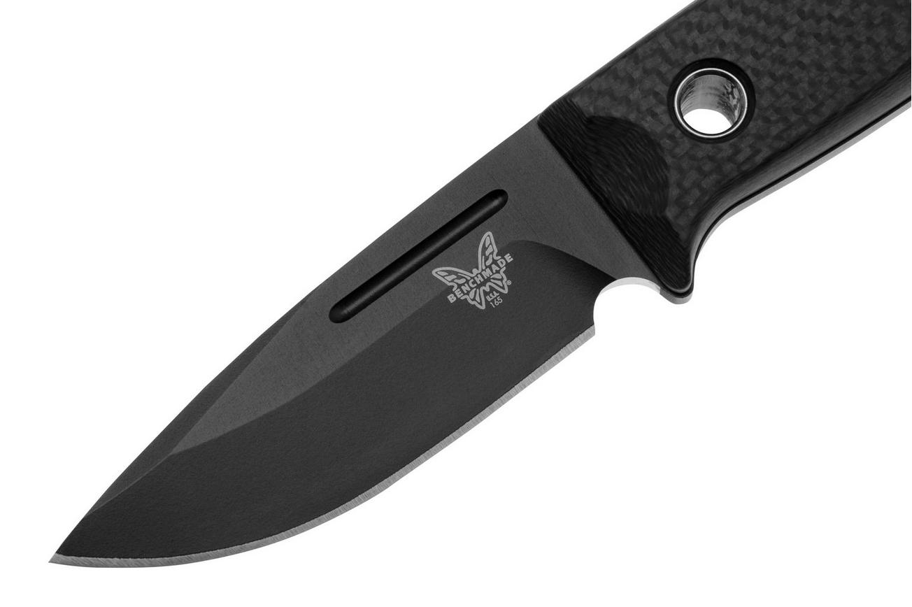Benchmade Mini Bushcrafter 165BK Black Cerakote CPM-CruWear, Carbon Fiber, bushcraftmes, Sibert design