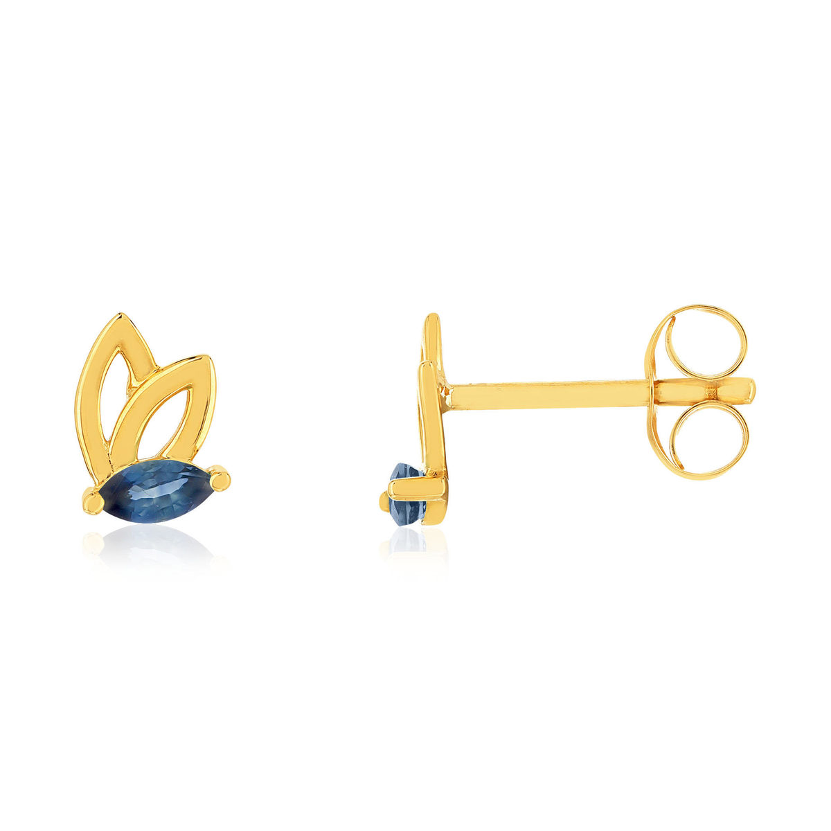 Boucles d'oreille or 375 jaune saphirs