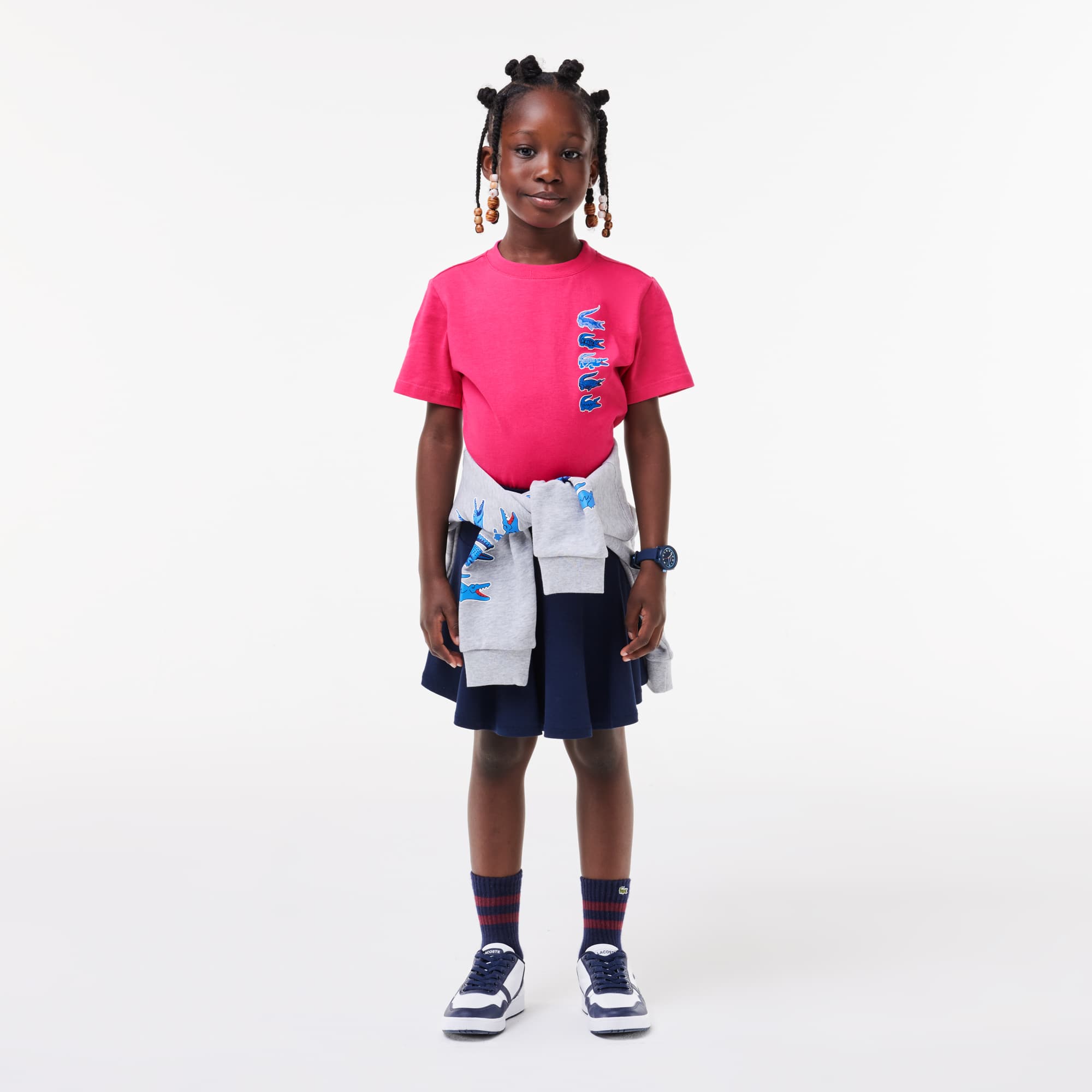 T-shirt avec imprimé signature en coton T-Shirts & Chemises - Rose - Lacoste - Enfant