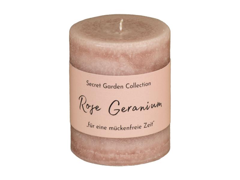 Schulthess Kerzen Zylinderkerze Secret Garden Rose Geranium Duftkerze gegen Insekten