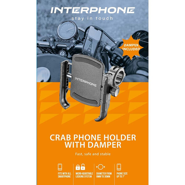 Interphone - Support Crab pour guidon avec module anti-vibration