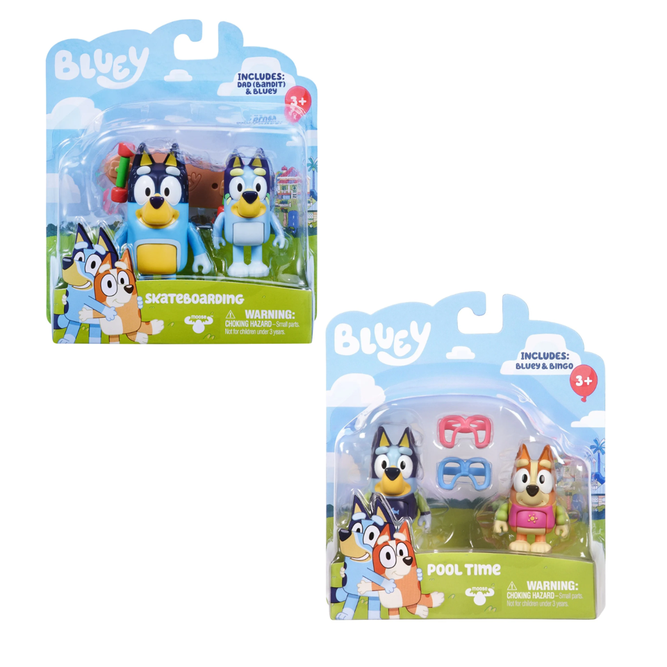 Bluey - 2 x S3 Figure 2-Pak - Pool Tid & Skateboard