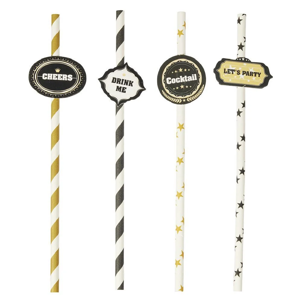 Paille assortie avec pancarte L19,5cm 20 pièces