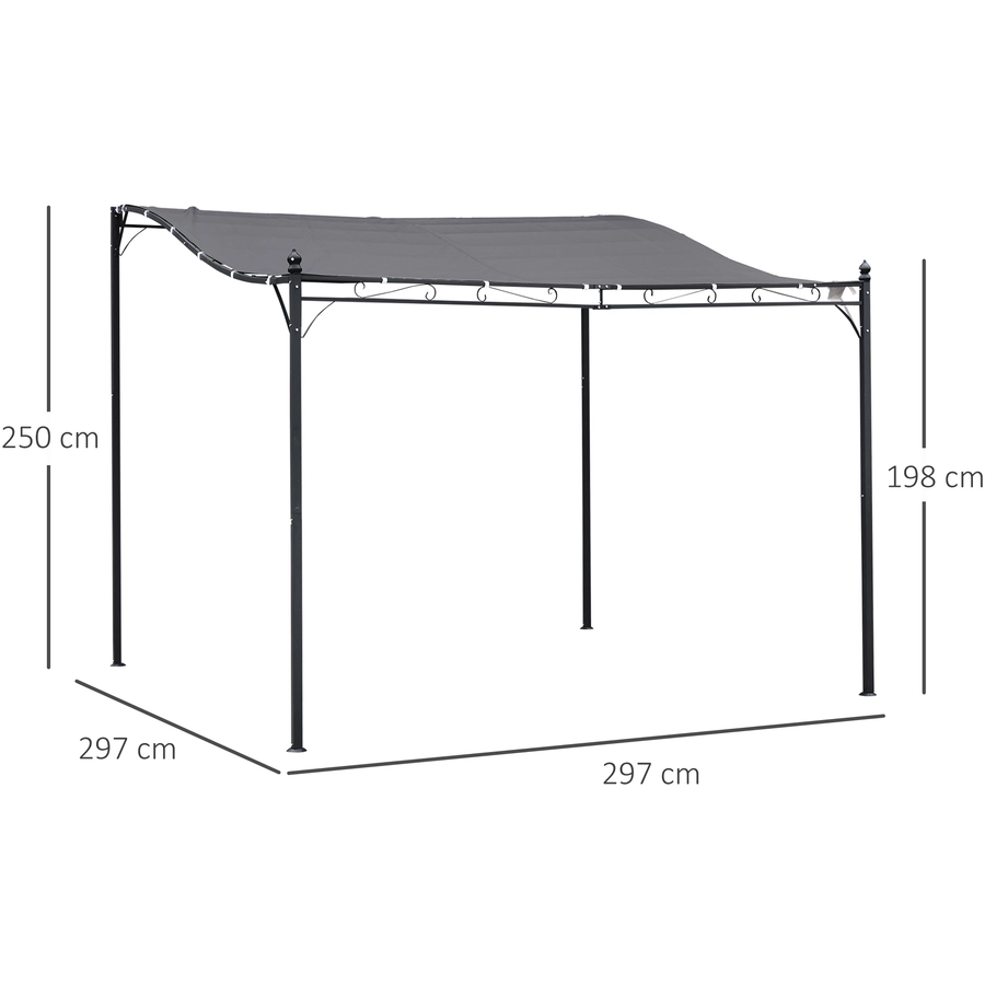 Outsunny Gartenpavillon mit geschwungenem Dach grau, schwarz