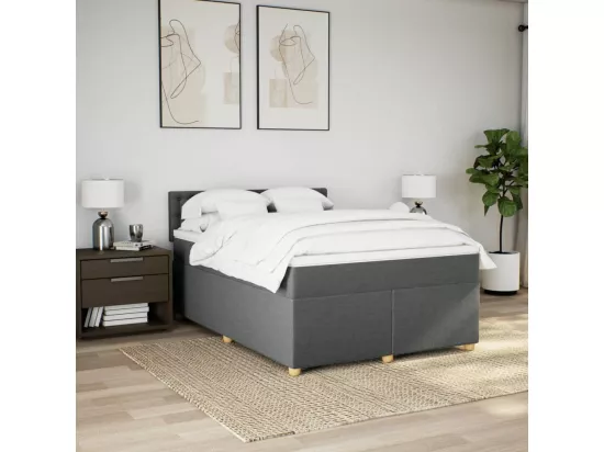 Sommier à lattes de lit avec matelas Gris foncé 160x200cm Tissu