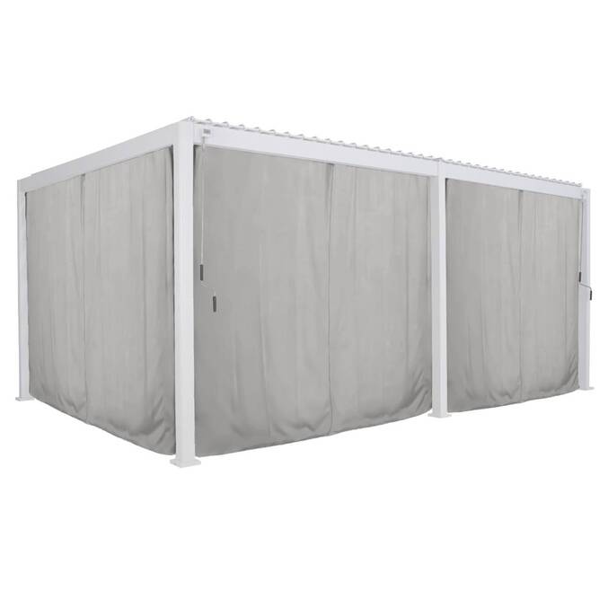 Kit de rideaux, moustiquaires et de rails pour pergola bioclimatique EVORA Gris clair