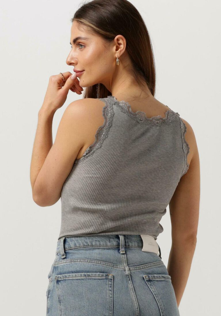 ROSEMUNDE lichtgrijze rosemunde top silk top w/ lace