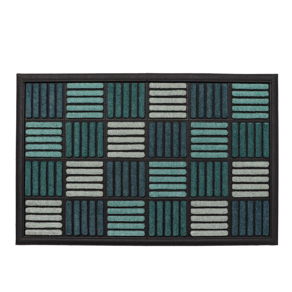 NO MARK Tapis Extérieur Imprimé Bleu Luance 60x40cm Carreaux
