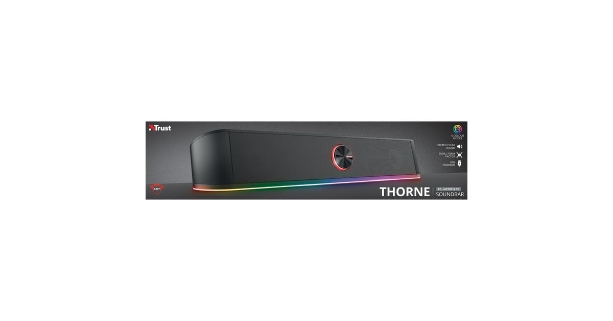 TrustGXT 619 Thorne RGB Illuminated Soundbar  (Zwart, RGB led)