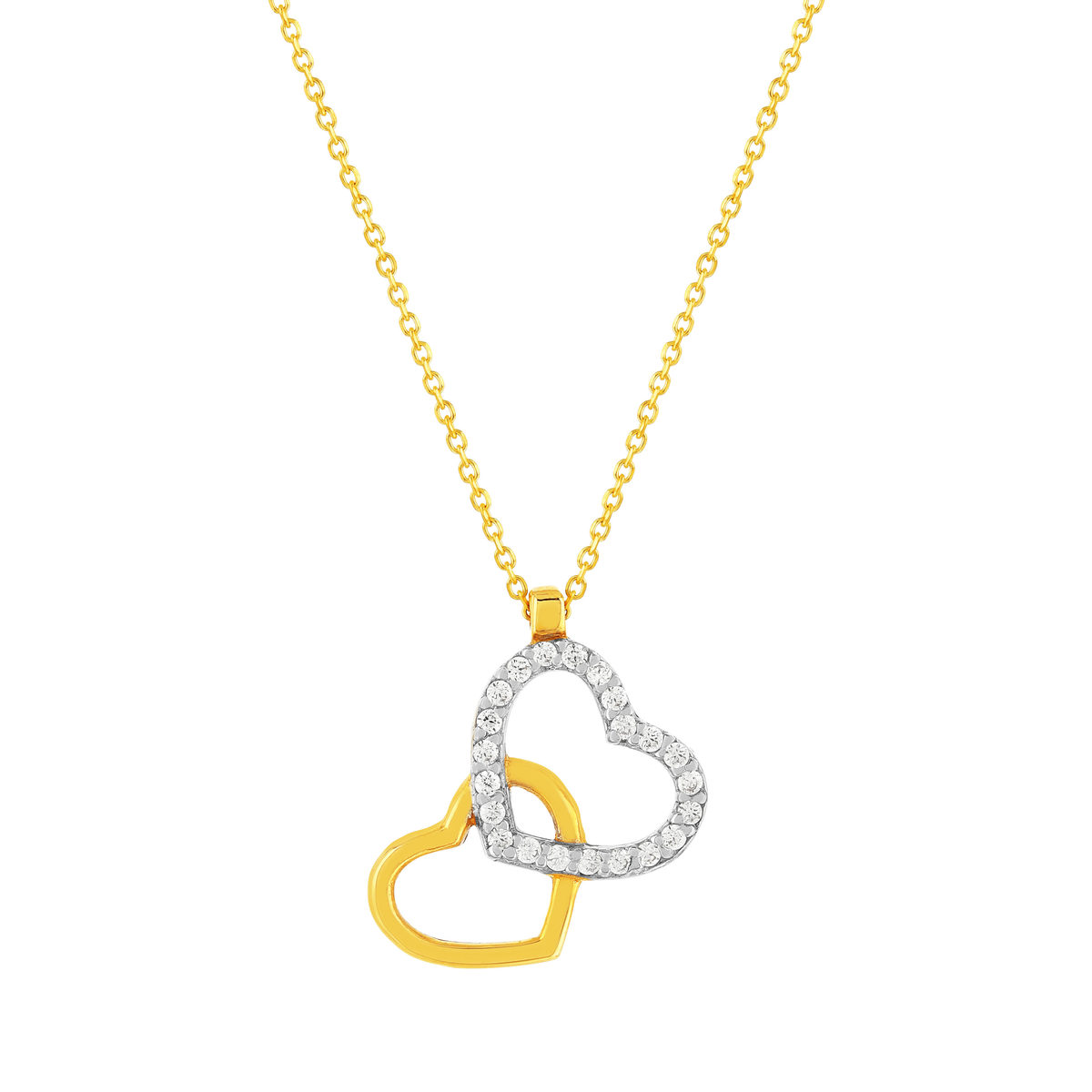 Collier or 375 2 tons zirconias blancs 45 cm