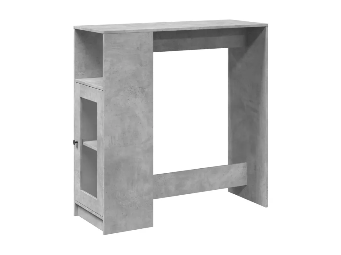Table de bar avec étagères gris béton bois d'ingénierie