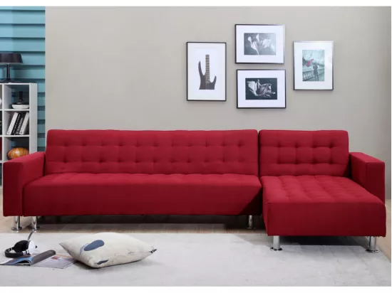 Canapé d'angle convertible et réversible en tissu gris WILLIS II