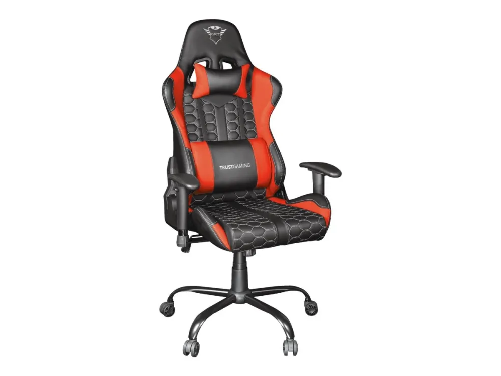 Trust Gaming GXT 708R Resto - Spillestol - ergonomisk - armstøtter - vippe - drejeled - metalramme, polyuretan-læder, elastisk stof - rød
