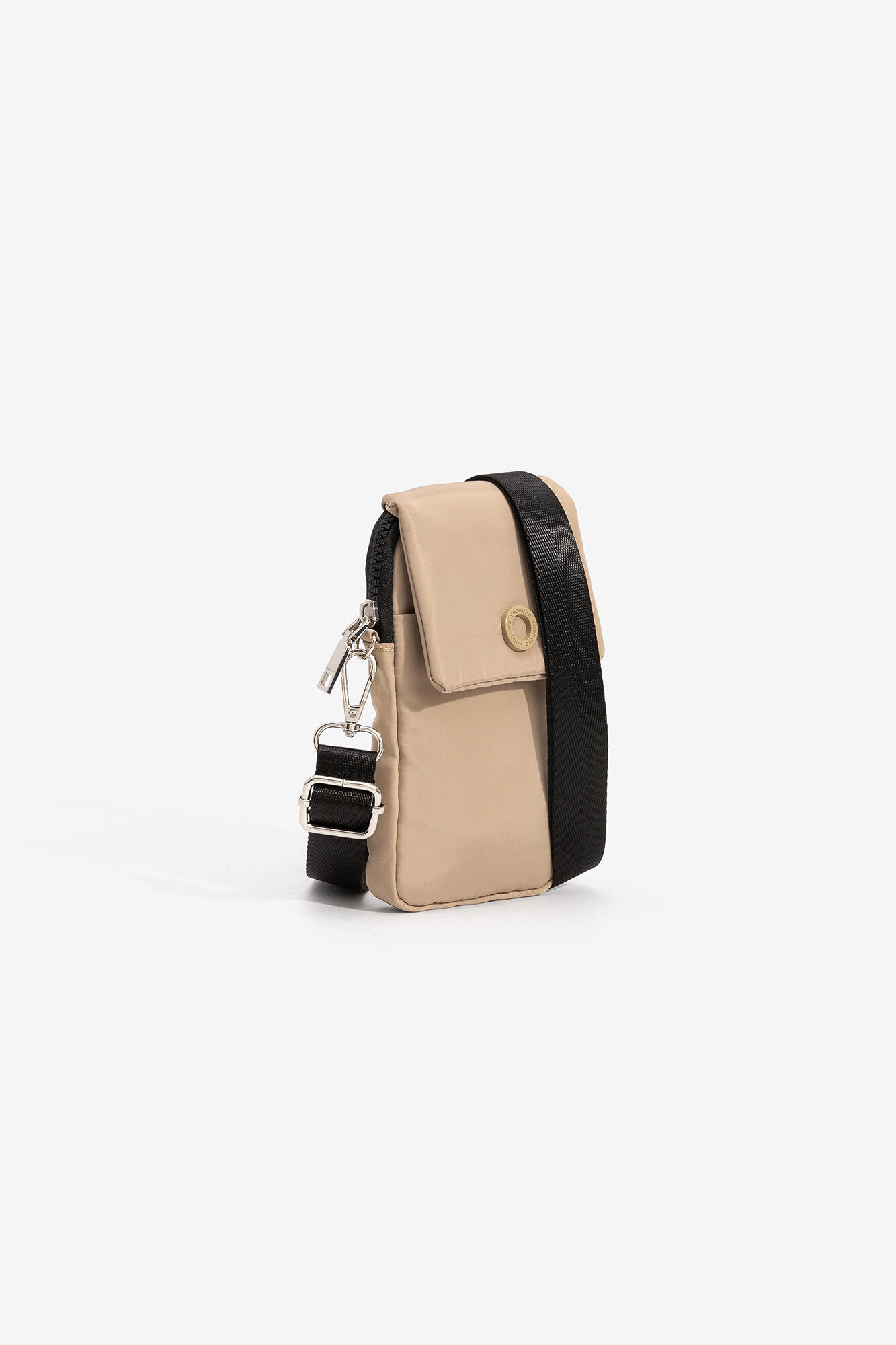 Estojo acolchoado para celular em nylon - bege