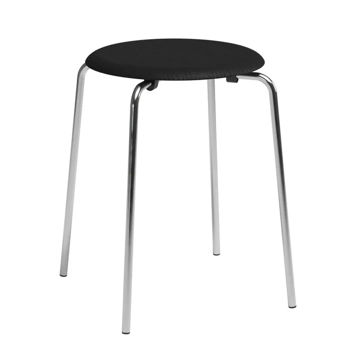 Fritz Hansen - Dot Hocker, Furnier Esche schwarz / Untergestell Chrom
