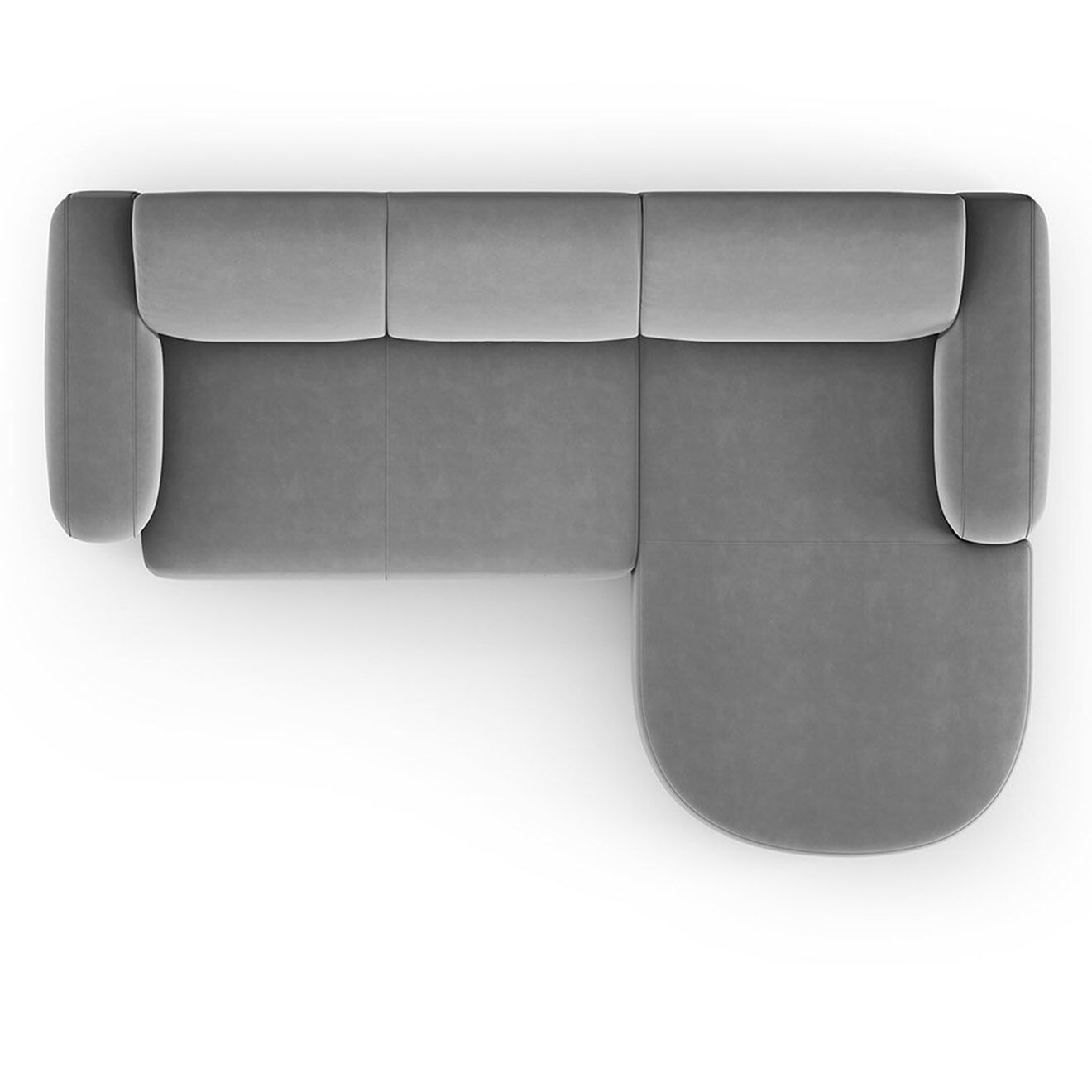Mazzini Sofas Canapé d'angle droit Velours Jasmin 4 Places gris - 250x170x72 cm
