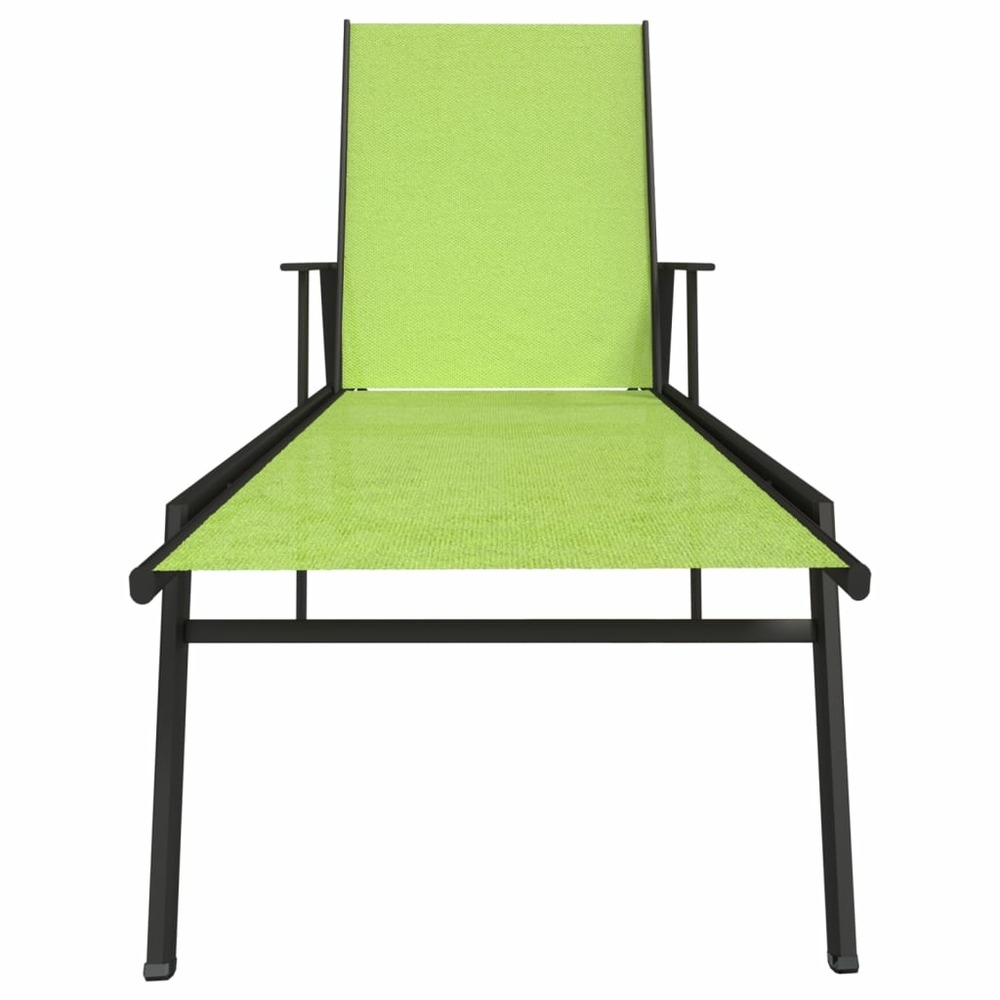 Transat chaise longue bain de soleil lit de jardin terrasse meuble d'extérieur acier et tissu textilène vert
