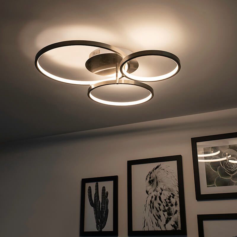 Moderne plafondlamp staal incl. LED en dimmer- Rondas