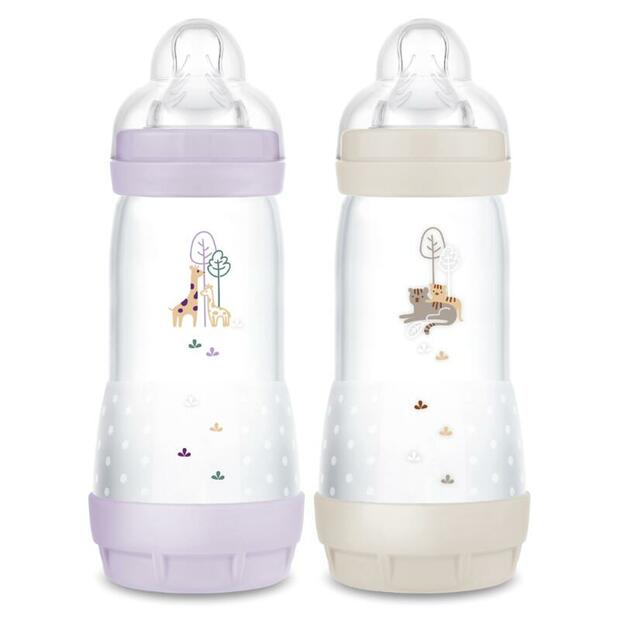 Lot de 2 biberons anti colique 320mL dès 4 mois Planet Love - Lilas - MAM